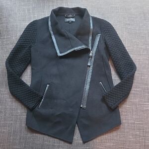 Mackage Black Wool Leather Trim Jacket